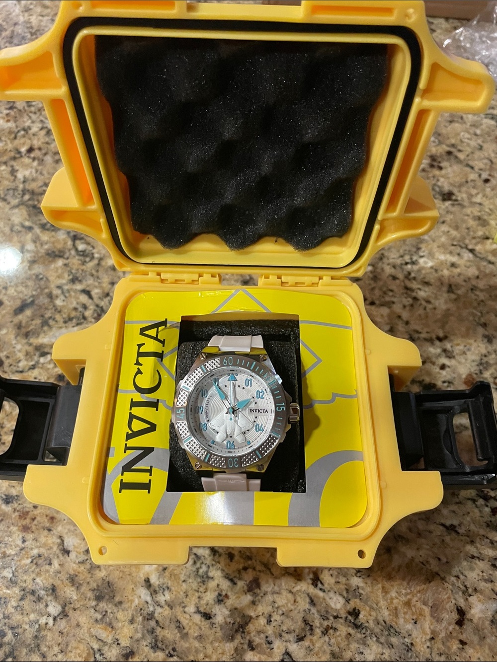 Invicta Aviator Men’s Silver & White Chronograph Watch with Light Blue Accents